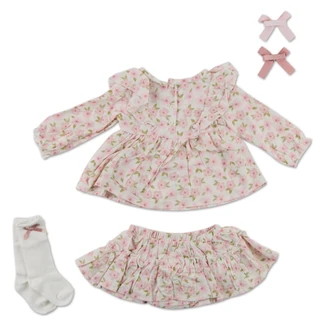 Thumbnail 2: FLORAL THREADS Baby Girls 4 Pc Skirt Set with Socks & Hair Clips 