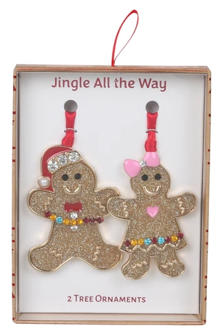 Thumbnail 1: . Rhinestone & Glitter Gingerbread Christmas Ornaments in Box 