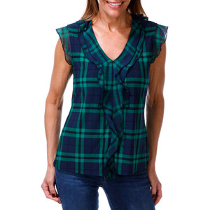 Thumbnail 1: Tommy Hilfiger Women's Sleeveless Flutter Front V-Neck Blouse 