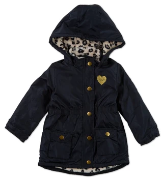 Thumbnail 1: Penelope Mack Toddler Girls Plush Cheetah Lined Zip Up & Snaps Anorak 