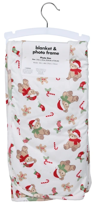 Thumbnail 2: Baby Essentials Baby's My First Christmas Teddy Bear Blanket & Photo Frame 