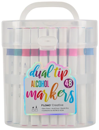 Thumbnail 1: Flomo Creative 48 Pk Dual Tip Alcohol Markers  