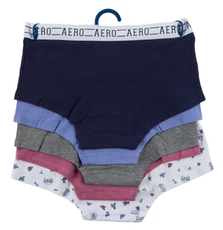 Thumbnail 2: Aeropostale Women's 5 Pk Ribbed Boy Cut Logo Panties 