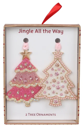 Thumbnail 1: . 2 Pk Rhinestone & Pearl Christmas Tree Ornaments  