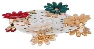 Thumbnail 2: . 4 Pk Christmas Flower Claw Hair Clips 