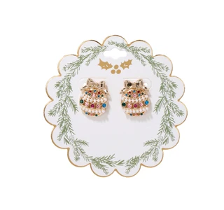 Thumbnail 1: . Gold Tone Crystal Ornament Stud Earrings  