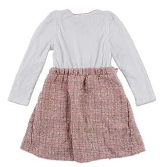 Thumbnail 2: Love Squared Little Girls Lined Tweed Skirt Dress with Pearl Belt 
