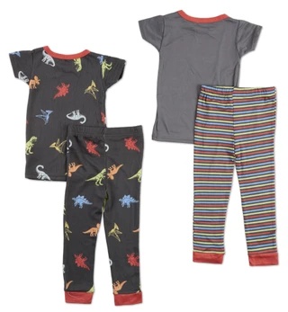 Thumbnail 2: Rugged Bear Toddler Boys 4 Pc Dinos & Stripes Pajama Pants Sets 