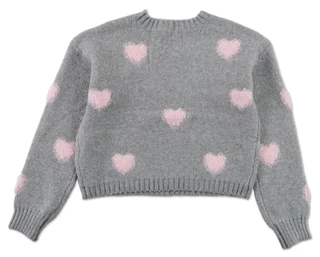 Thumbnail 2: No Comment Girls Girls Soft Cozy Hearts Sweater 
