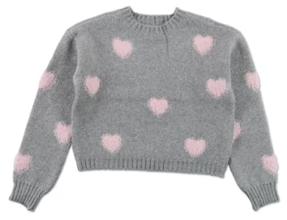 Thumbnail 1: No Comment Girls Girls Soft Cozy Hearts Sweater 