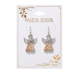 Thumbnail 1: Magical Season Two-Tone Christmas Angle Drop Earrings  