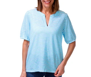 Thumbnail 1: Stella Parker Women's Split Neck Elbow Sleeve Top 