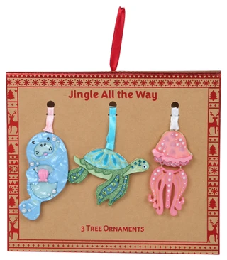 Thumbnail 1: . 3 Pc Coastal Christmas Sea Life Ornaments Set 