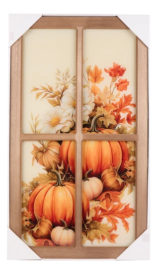 Thumbnail 1: . 16x28 Pumpkin Harvest Windowpane Wall Art 