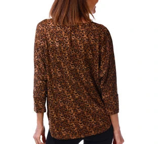 Thumbnail 2: BOBEAU Women's 3/4 Dolman Sleeve Printed Top 