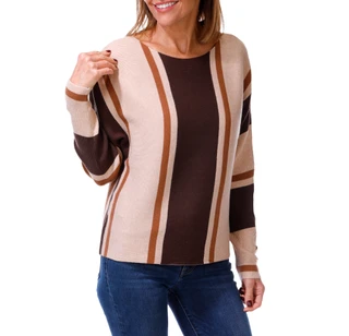 Thumbnail 1: RIO & RIAN Women's Ribbed Dolman Sleeve Pullover Sweater 