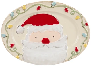 Thumbnail 1: Mud Pie 16 in Christmas Santa Oval Serving Platter 