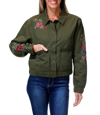Thumbnail 1: Driftwood Women's Embroidered Floral Utility Jacket 
