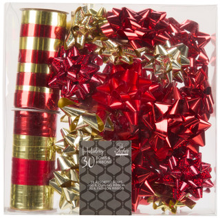 Thumbnail 1: Paper Images 30 Pc Christmas Bows & Ribbon Box 