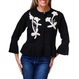 Thumbnail 1: Adrianna Papell Women's Embroidered Floral Button Down Cardigan 