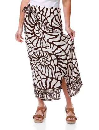 Thumbnail 1: BUNULU Juniors' Faux Wrap Print Skirt  