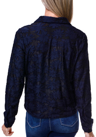 Thumbnail 2: Adrianna Papell Women's Long Sleeve Floral Crepe Button Down Top 