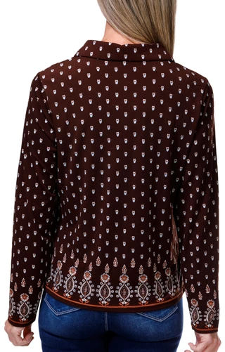 Thumbnail 2: Adrianna Papell Women's Long Sleeve Tulip Crepe Button Down Top 