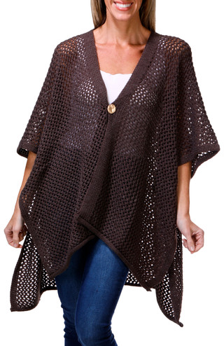 Thumbnail 1: Vince Camuto Women's Open Knit Button Front Poncho Cardigan 