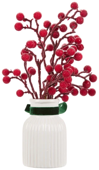 Thumbnail 2: Supreme Silk 12 in Christmas Sugar Berries in White Pot 