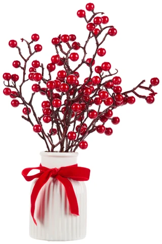 Thumbnail 1: Supreme Silk 12 in Christmas Berries in White Pot 