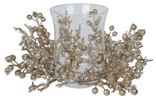 Thumbnail 1: Supreme Silk Gold Christmas Ice Berry Glass Bowl Accent 