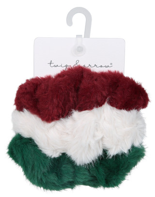 Thumbnail 1: TWIG & ARROW 3 Pk Soft Fur Christmas Scrunchies 