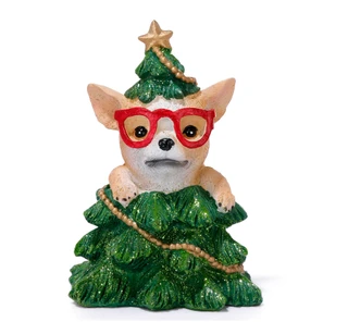 Thumbnail 1: Magical Season 3x3x5.5 Christmas Dog Figurine 