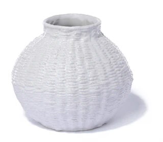 Thumbnail 2: Mud Pie 7x8 Ceramic Woven Texture Decorative Vase Home Accent 