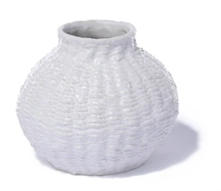 Thumbnail 1: Mud Pie 7x8 Ceramic Woven Texture Decorative Vase Home Accent 