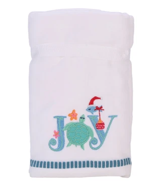 Thumbnail 2: Caro Home 2 Pk Turtle Joy Embroidered Christmas Hand Towels 