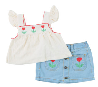 Thumbnail 1: Jessica Simpson Baby Girls 2 Pc Denim Skirt Set 