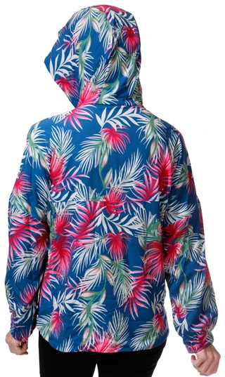 Thumbnail 2: REEL LEGENDS Women's Long Sleeve Tropical Print Hooded Windbreaker Jacket 