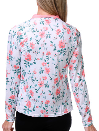 Thumbnail 2: Kloven Women's Long Sleeve 1/4 Zip Golf Print Polo 