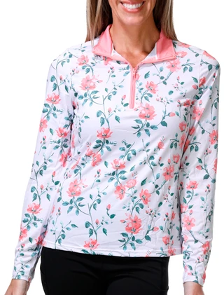 Thumbnail 1: Kloven Women's Long Sleeve 1/4 Zip Golf Print Polo 