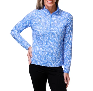 Thumbnail 1: Kloven Women's Long Sleeve 1/4 Zip Golf Print Polo 