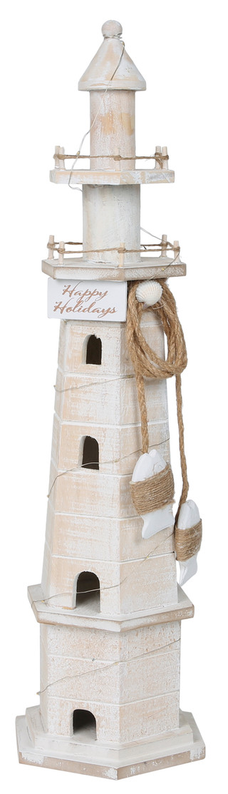 Thumbnail 2: Magical Season 22 in LED Wooden Christmas Happy Holidays Lighthouse Decor 