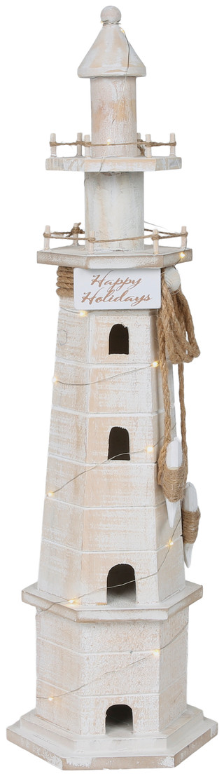 Thumbnail 1: Magical Season 22 in LED Wooden Christmas Happy Holidays Lighthouse Decor 