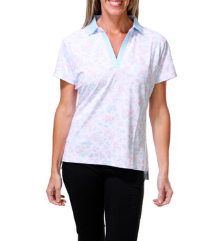 Thumbnail 1: Waggle Golf Women's Short Sleeve Floral Pique Polo  