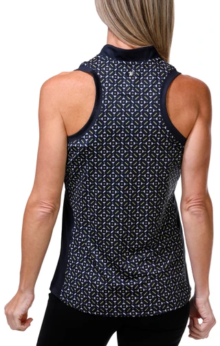 Thumbnail 2: Waggle Women's Sleeveless 1/4 Zip Printed Racerback Polo 