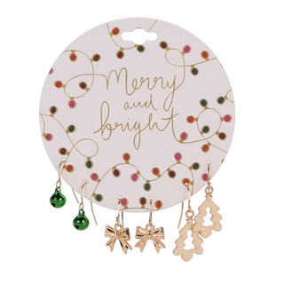 Thumbnail 1: Merry and Bright 3 Pc Christmas Drop Earrings Set  