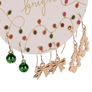 Thumbnail 2: Merry and Bright 3 Pc Christmas Drop Earrings Set  