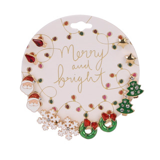 Thumbnail 1: Merry and Bright 6 Pc Christmas Icons Stud Earring Set  