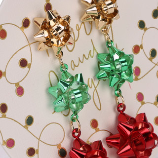 Thumbnail 2: Merry and Bright 3 Pc Christmas Bow Drop Earrings Set  