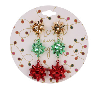 Thumbnail 1: Merry and Bright 3 Pc Christmas Bow Drop Earrings Set  
